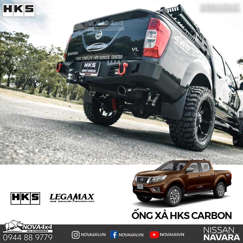  Cola de escape HKS en carbono para pickup Nissan Navara Np3