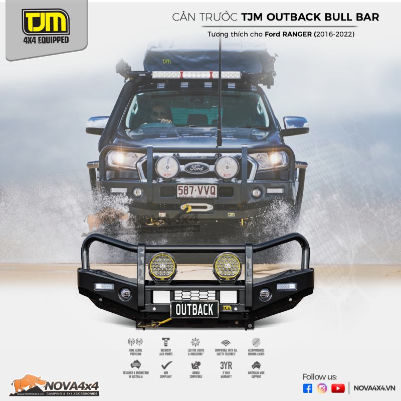Cản TJM Outback Bull Bar cho Ford Ranger & Ford Everest