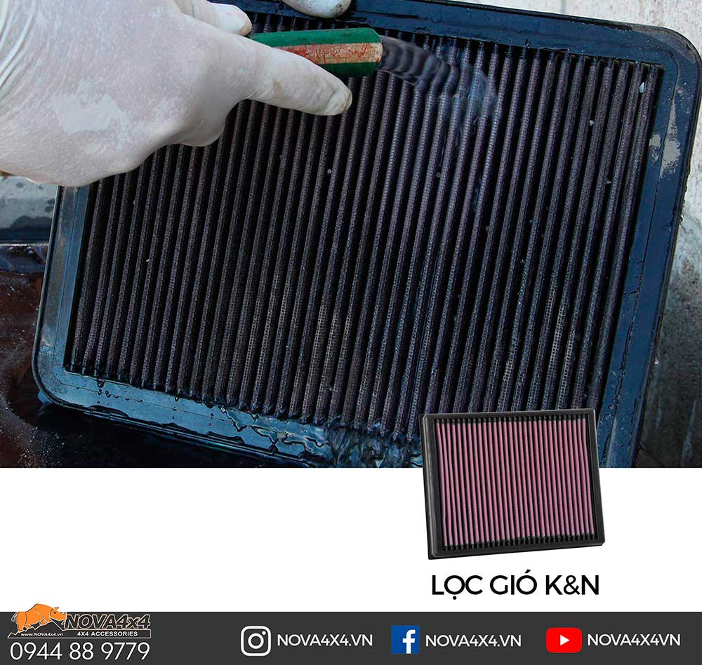 Lọc gió K&N thương hiệu Hoa Kỳ thay thế cho Lọc giấy nguyên bản