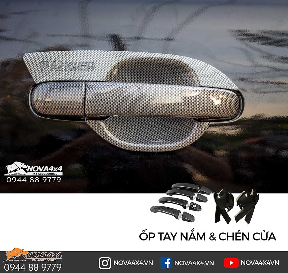 Ốp tay nắm và chén cửa Ford Ranger