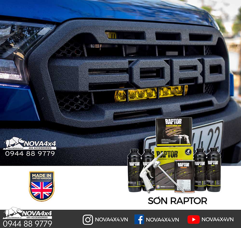 Sơn chống trầy Raptor, vật liệu sơn đặc biệt nhập khẩu từ Vương quốc Anh