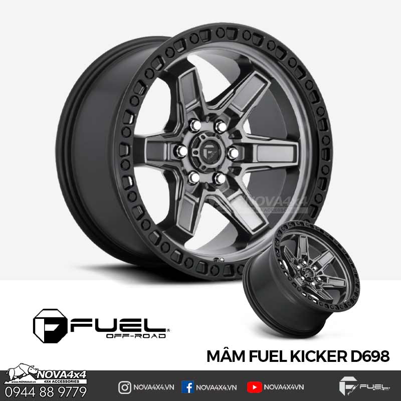 Mâm Fuel 1Piece Kicker D698 17×9 ET12 Nova4x4