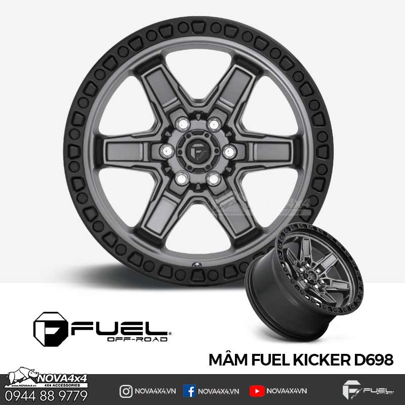 Mâm Fuel 1Piece Kicker D698 17×9 ET12 Nova4x4