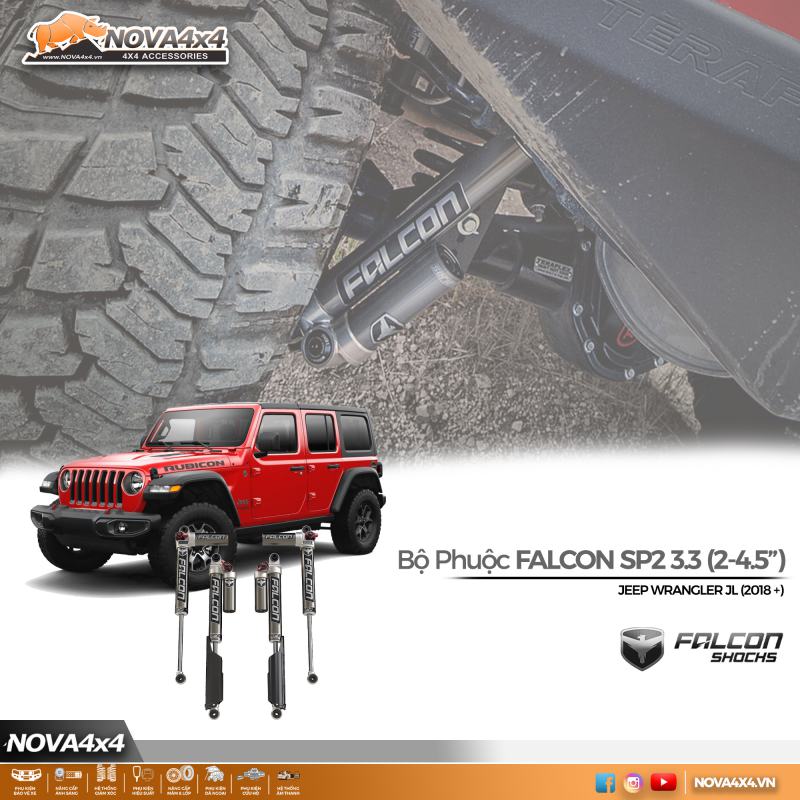 Bộ Phuộc Falcon SP2  điều chỉnh 8 Nấc cho Jeep Wrangler JL