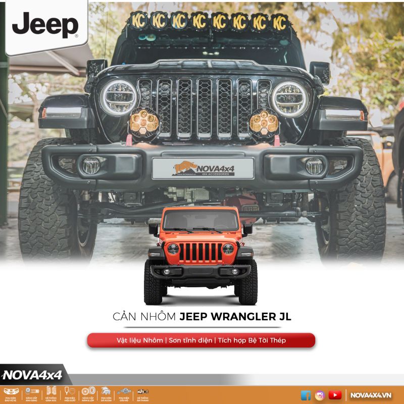 Cản trước Nhôm Forged Aluminum cho Jeep Wrangler JL 2018+