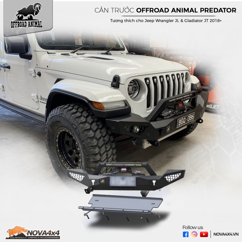 Cản trước Offroad Animal Predator cho Jeep Wrangler và Gladiator