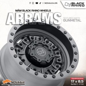 Mâm Black Rhino Abrams màu xám Gunmetal