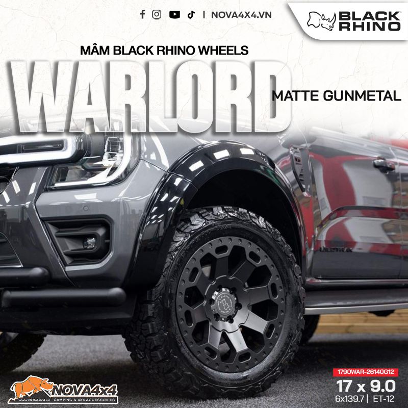 Cận cảnh mâm Black Rhino Warlord trên xe Ford