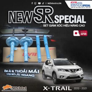 Bộ sản phẩm giảm xóc KYB New SR Special Nissan X-Trail bao gồm 2 phuộc trước, 2 phuộc sau