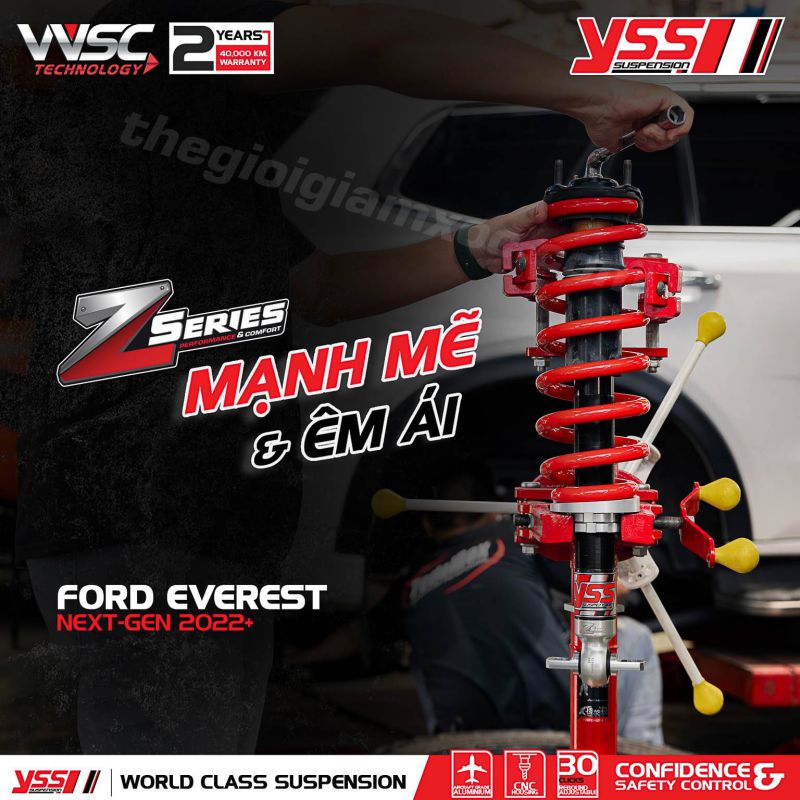 Lắp dặt giảm xóc YSS Z-Series cho xe Ford Everest