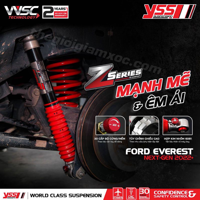 Phuộc giảm xóc YSS Z-Series cho xe Ford Everest