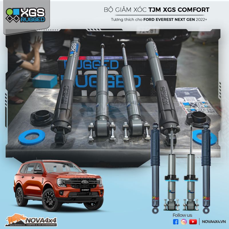 Chi tiết giảm xóc TJM Rugged cho xe Ford Everest