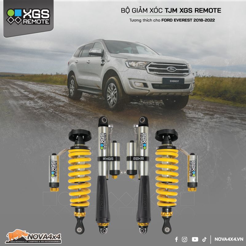 Combo Giảm xóc XGS Remote cho xe Ford Everest