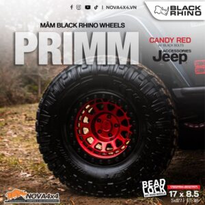 Cận cảnh mâm Primm Beadlock cho xe Jeep với màu đỏ ấn tưởng