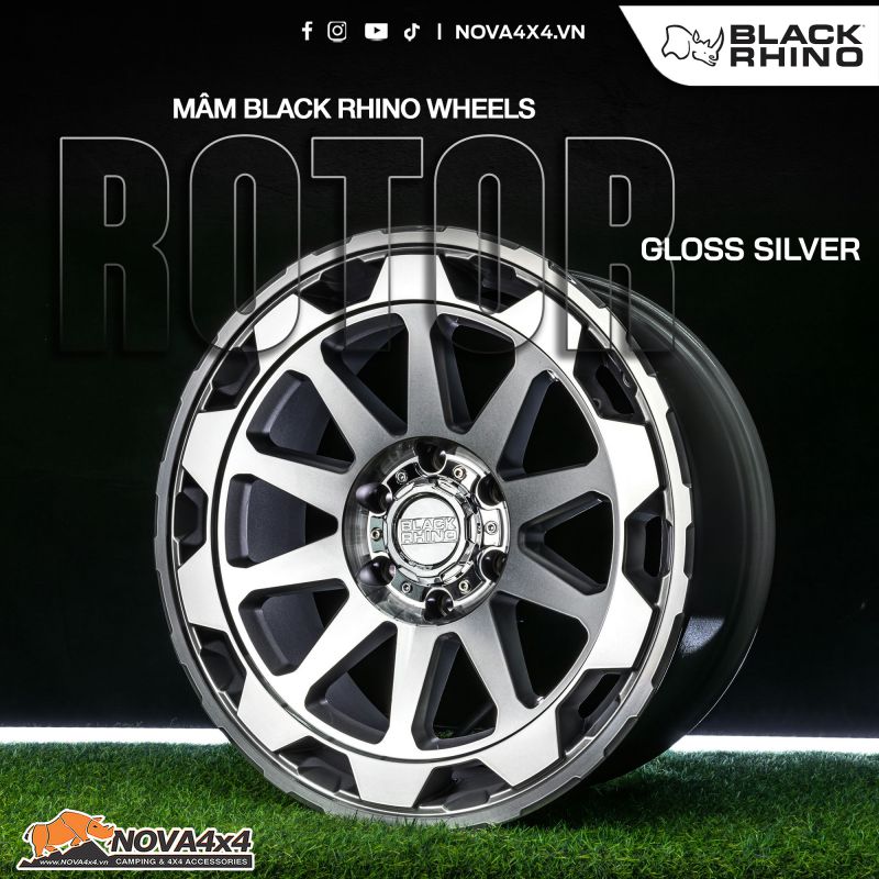 Mâm Black Rhino Rotor 20x9 | 6X139.7 | ET12 | CB112.1 (màu bạc) - Nova4x4