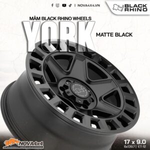 Mâm Black Rhino York màu đen mờ