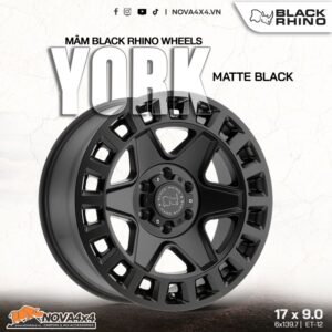 Mâm Black Rhino York màu đen mờ