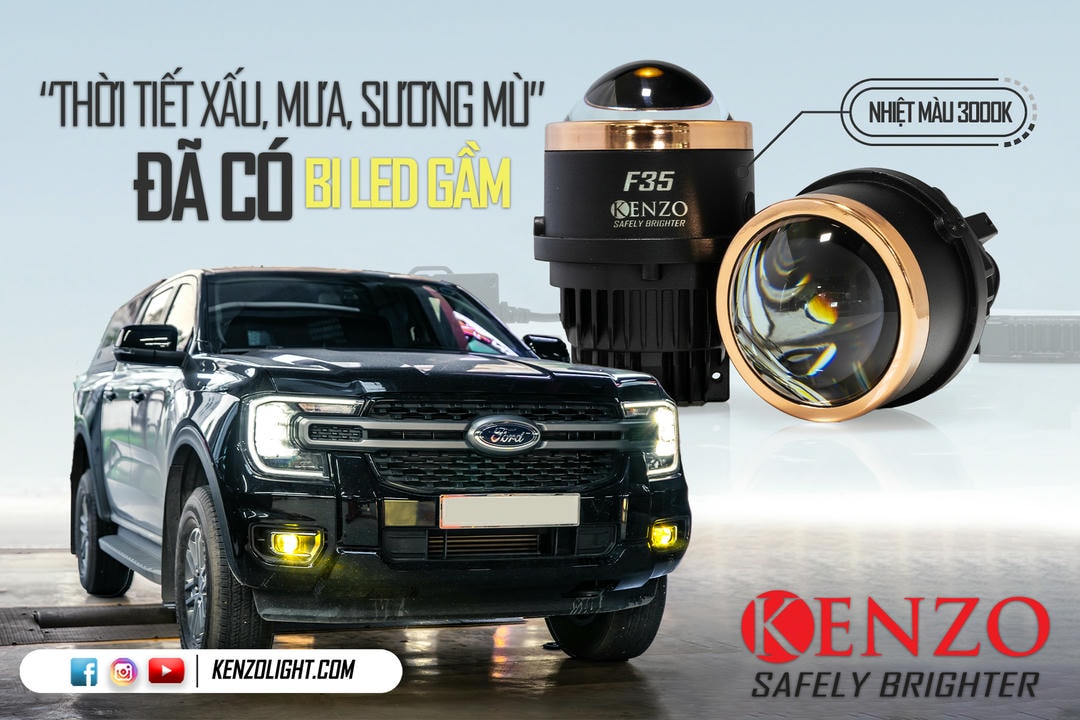 Đi sương hay trời mưa quá dễ khi nâng cấp bi led gầm Kenzo F35 cho đèn xe Ranger XLS