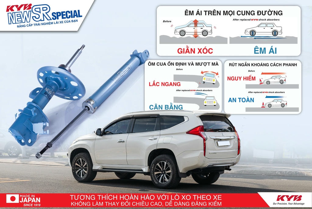 chi tiết giảm xóc KYB Pajero Sport