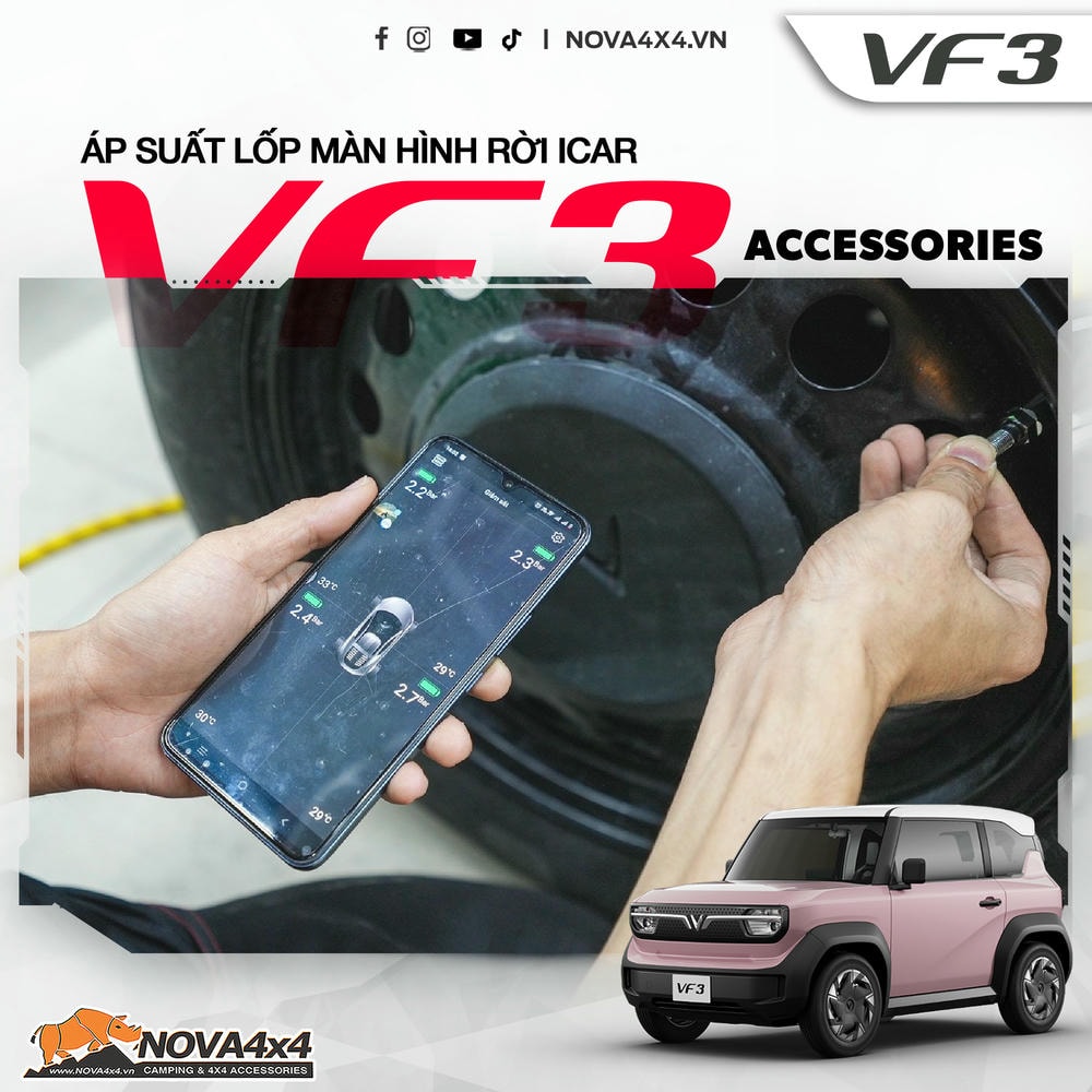 Dễ dàng kiểm tra áp suất lốp Icar cho Vinfast VF3 trên điện thoại