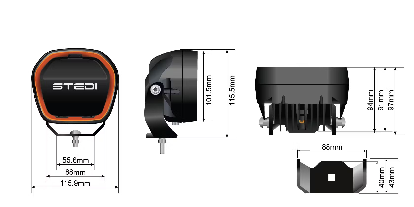 Stedi Type-X Mini 4" flood led