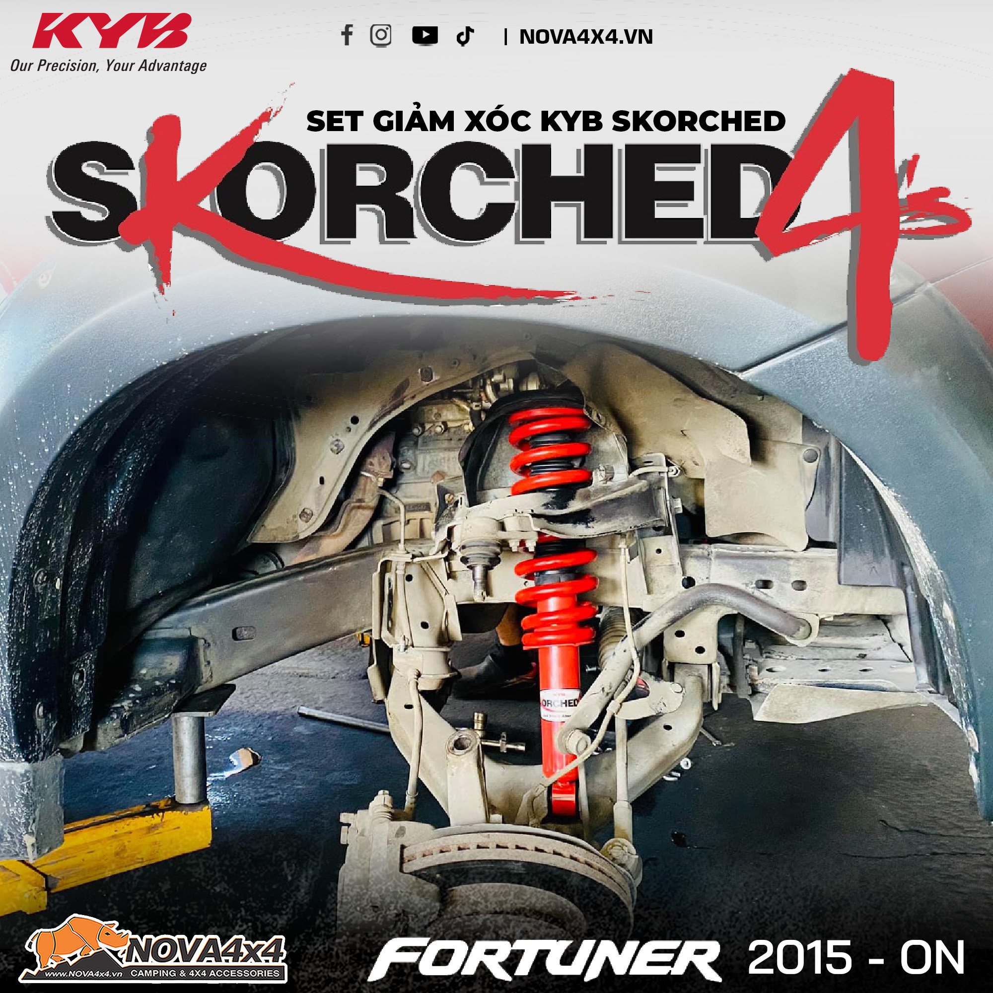 Full set giảm xóc KYB Skorched cho Toyota Fortuner 2015 - On
