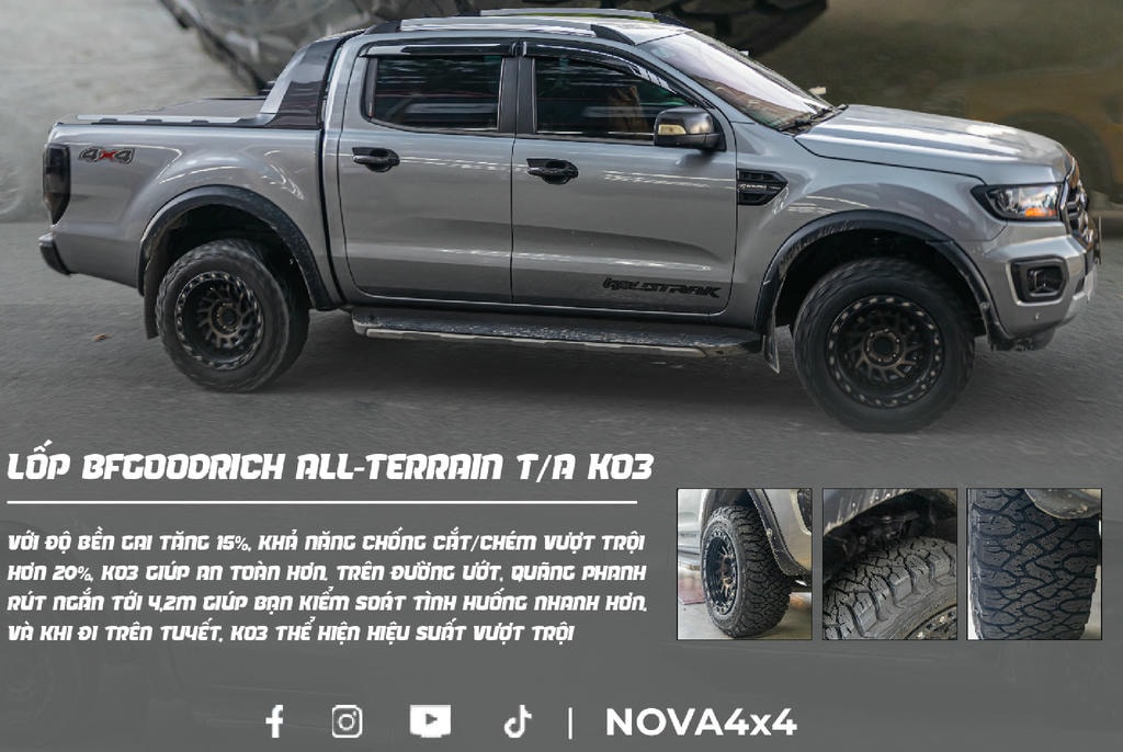 BFGoodrich KO3 – Tối ưu khi muốn chọn lốp Ford Ranger Wildtrak