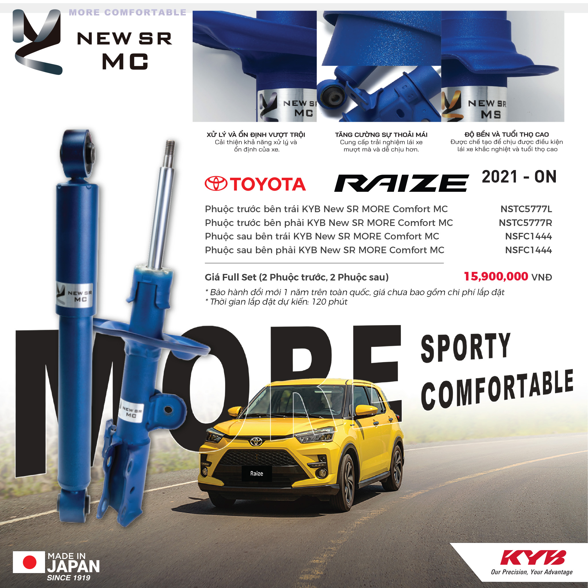 chi tiết giảm xóc kyb new sr mc cho Toyota Raize chi tiết giảm xóc kyb new sr mc cho Toyota Raize
