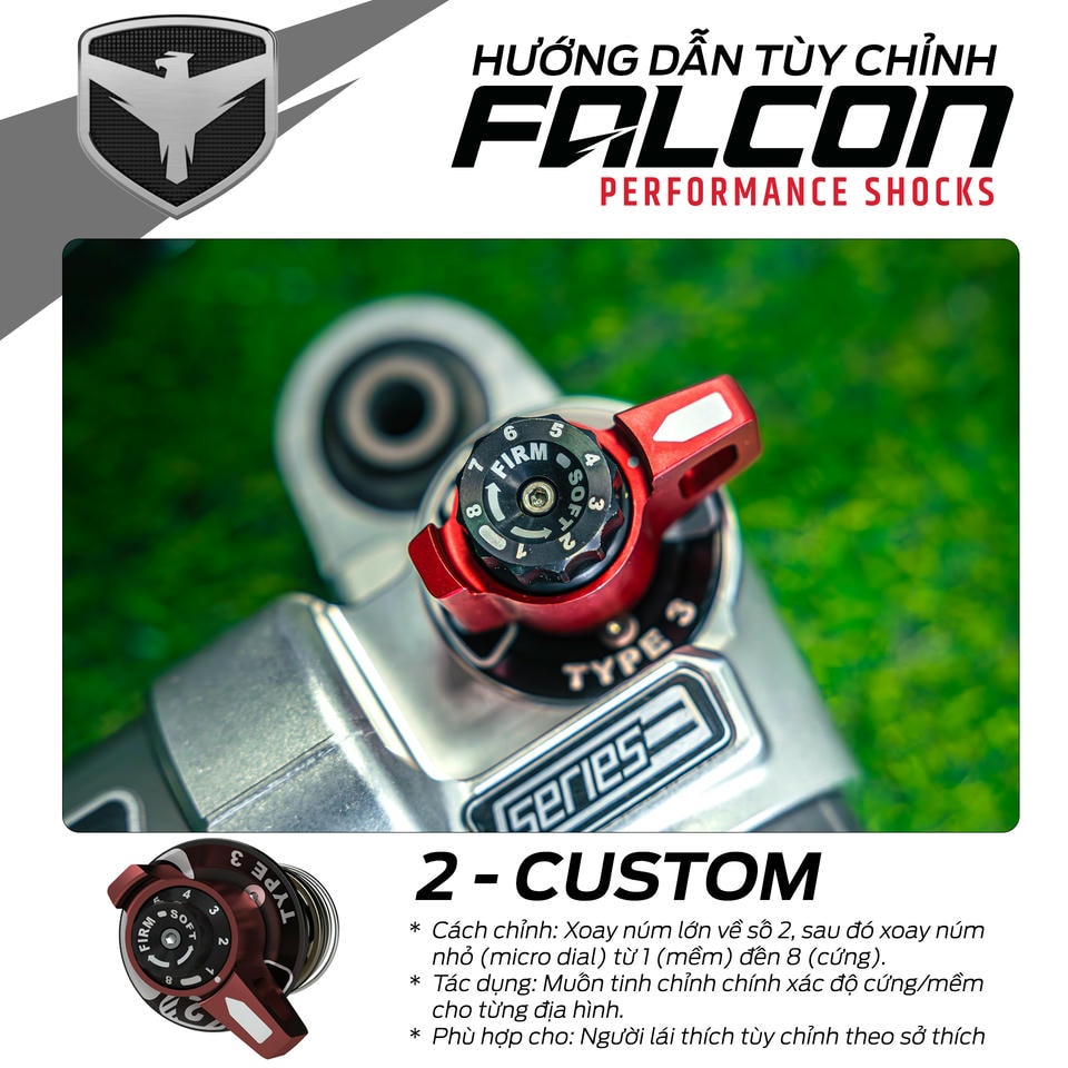 hướng dẫn điều chỉnh phuộc Falcon Shock chế độ Custom