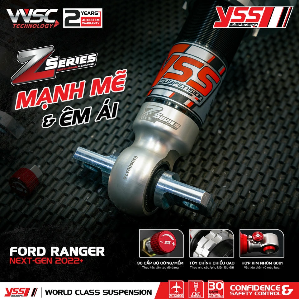 Giảm xóc YSS Z-Series cho Ranger Wildtrak – Lựa chọn tối ưu