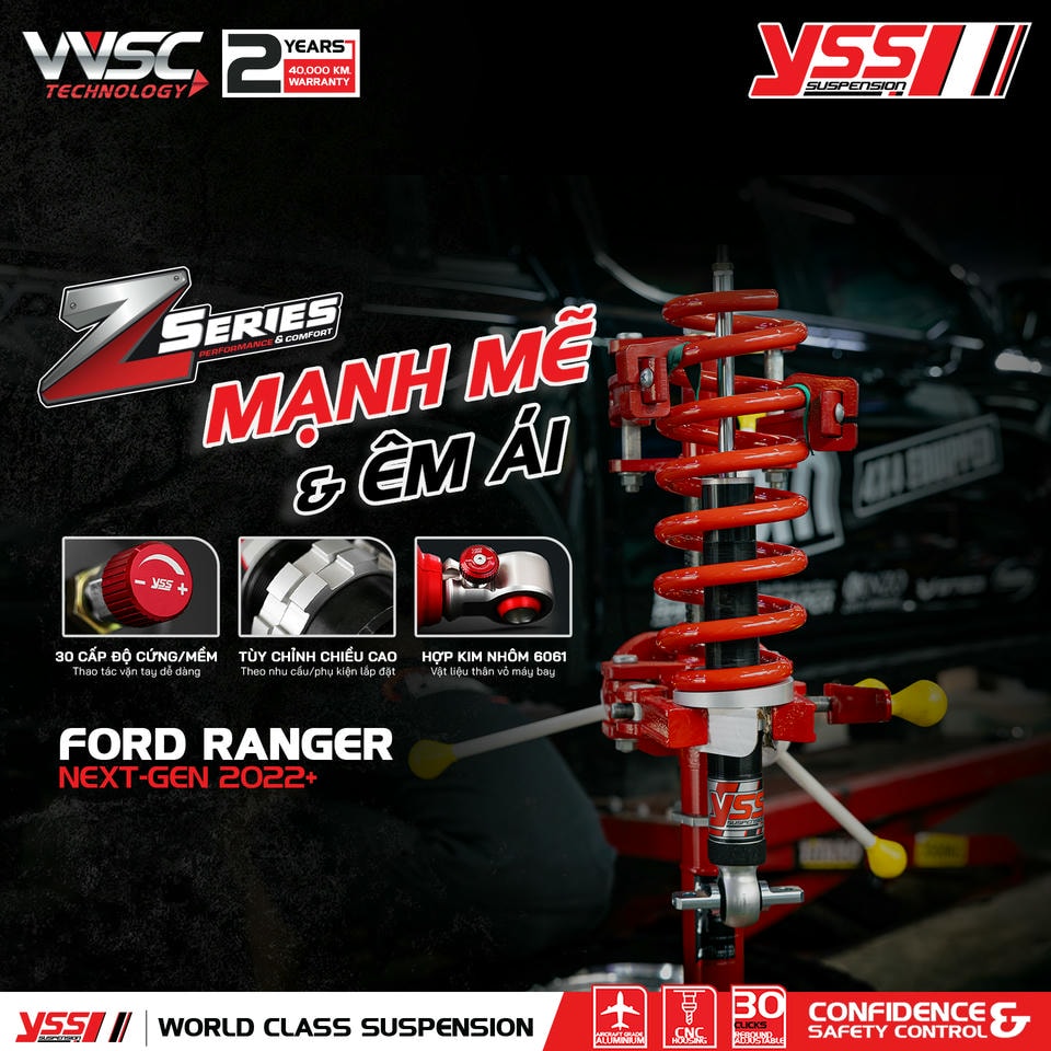 Giảm xóc YSS Z-Series cho Ranger Wildtrak – Lựa chọn tối ưu