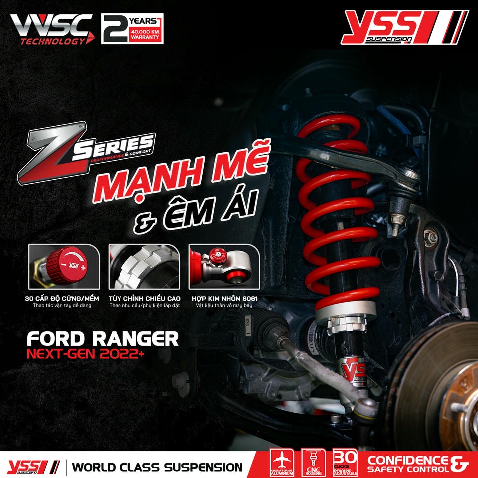 Giảm xóc YSS Z-Series cho Ranger Wildtrak – Lựa chọn tối ưu