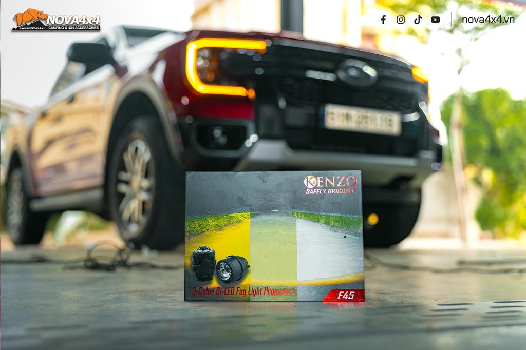 Bộ đôi nâng cấp đèn xe Ford Ranger: Kenzo F45 & Stedi C4
