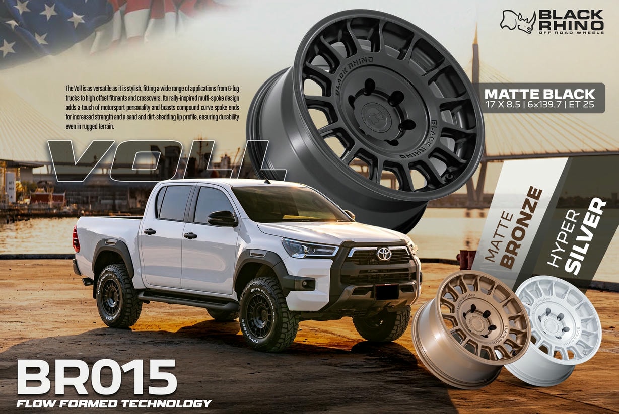 Mâm Toyota Hilux – cú lột xác ngoạn mục với Black Rhino Voll BR015 chuẩn chất Mỹ