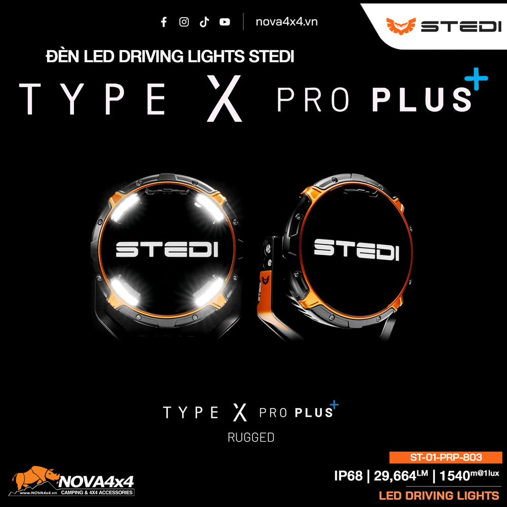 Đèn STEDI Type-X PRO PLUS – Đèn Trợ Sáng Cao Cấp Cho Xe Bán Tải & SUV