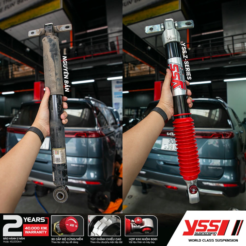 Giảm xóc Kia Carnival nguyên bản và YSS Z-Series