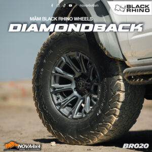 Mâm Black Rhino Diamondback màu Metallic Blue nổi bật với phong cách mạnh mẽ, sắc sảo