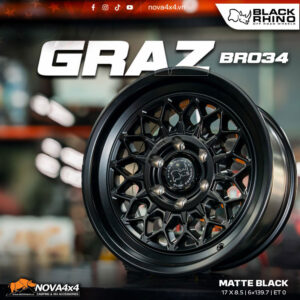 Mâm Black Rhino BR034 GRAZ 17×8.5 – Matte Black