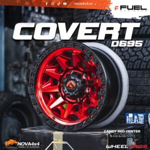 Mâm Fuel Offroad COVERT Non Beadlock D695 16×8 – Candy Red Center Black Lip