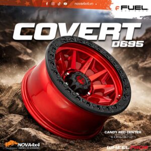 Mâm Fuel Offroad COVERT Non Beadlock D695 16×8 – Candy Red Center Black Lip