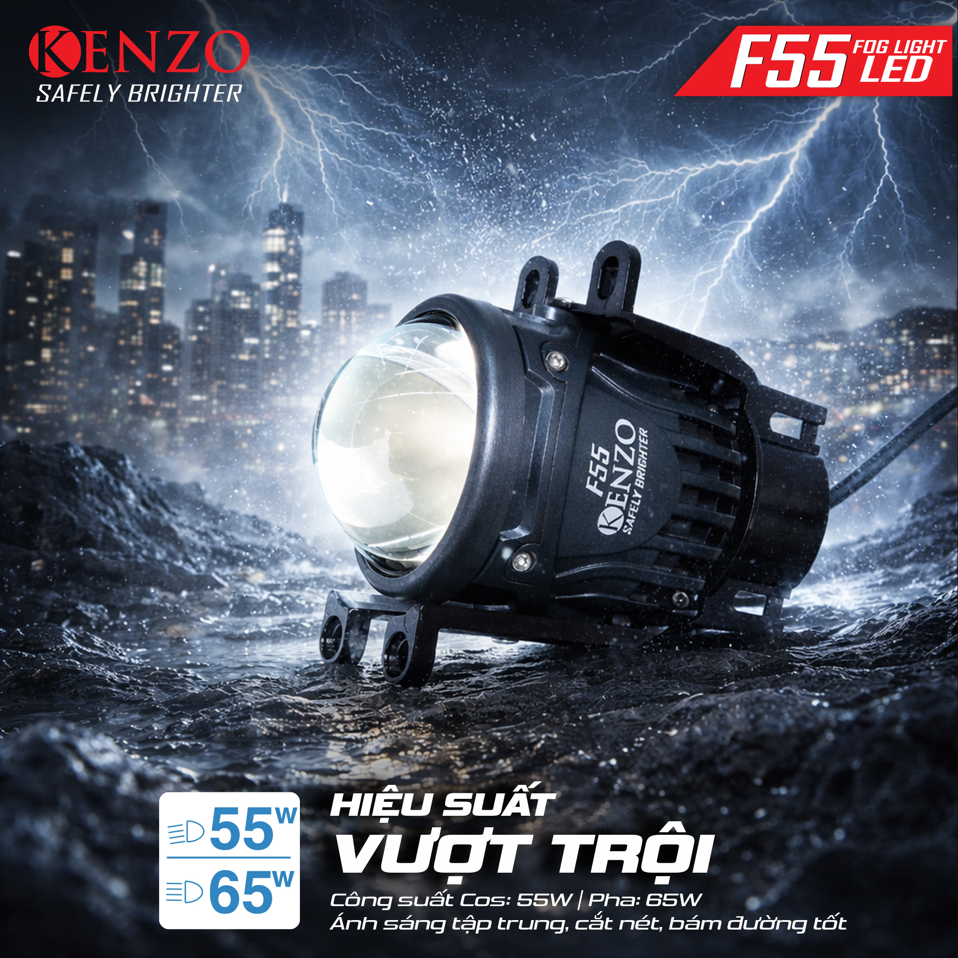 Bi Led gầm thế hệ mới Kenzo F55 – 3 inch – 1 nhiệt màu