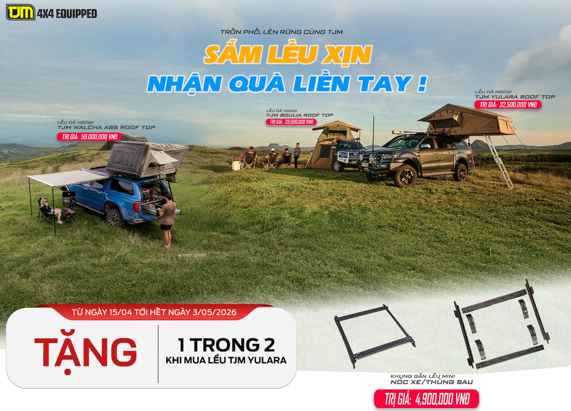 Cơn lốc ưu đãi khi mua lều nóc TJM tại Nova4x4